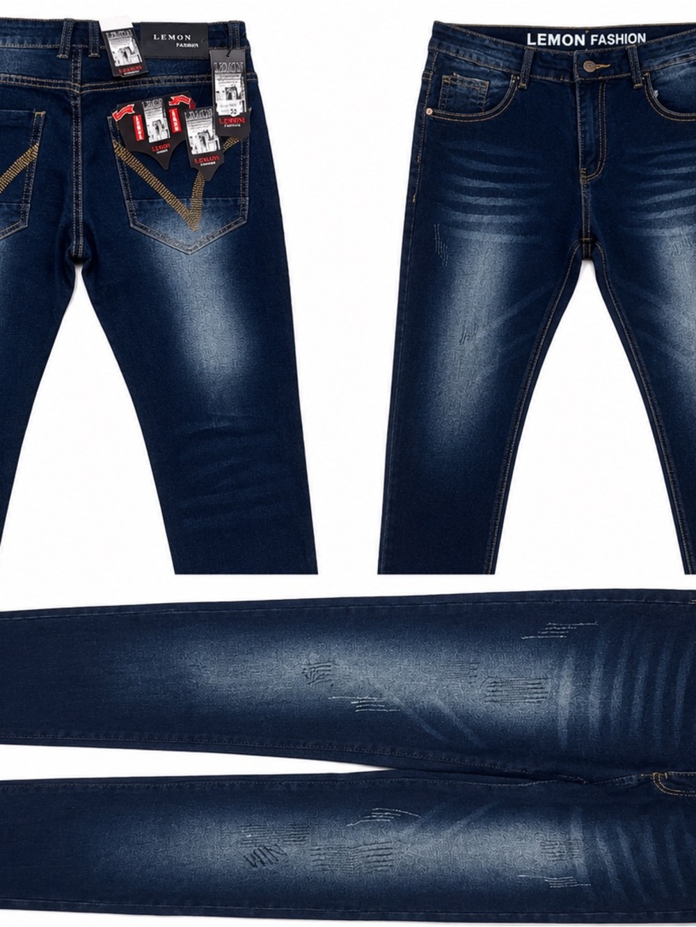 Lemon Fashion Men's Skinny Dark Blue Jeans